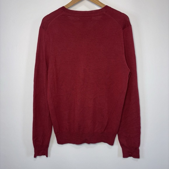 Bloomingdale's Merino Wool V Neck Sweater Red Knit Pullover Size M - Picture 6 of 6